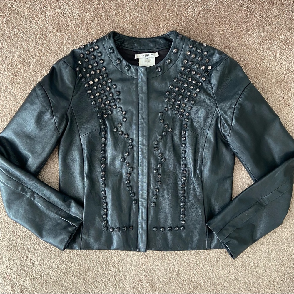 Givenchy Leather Jacket Crystal Embellishments